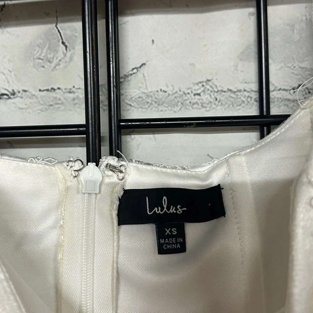 Lulu’s Avid Admiration White Embroidered Sequin Puff Sleeve Mini Dress - Picture 6 of 8